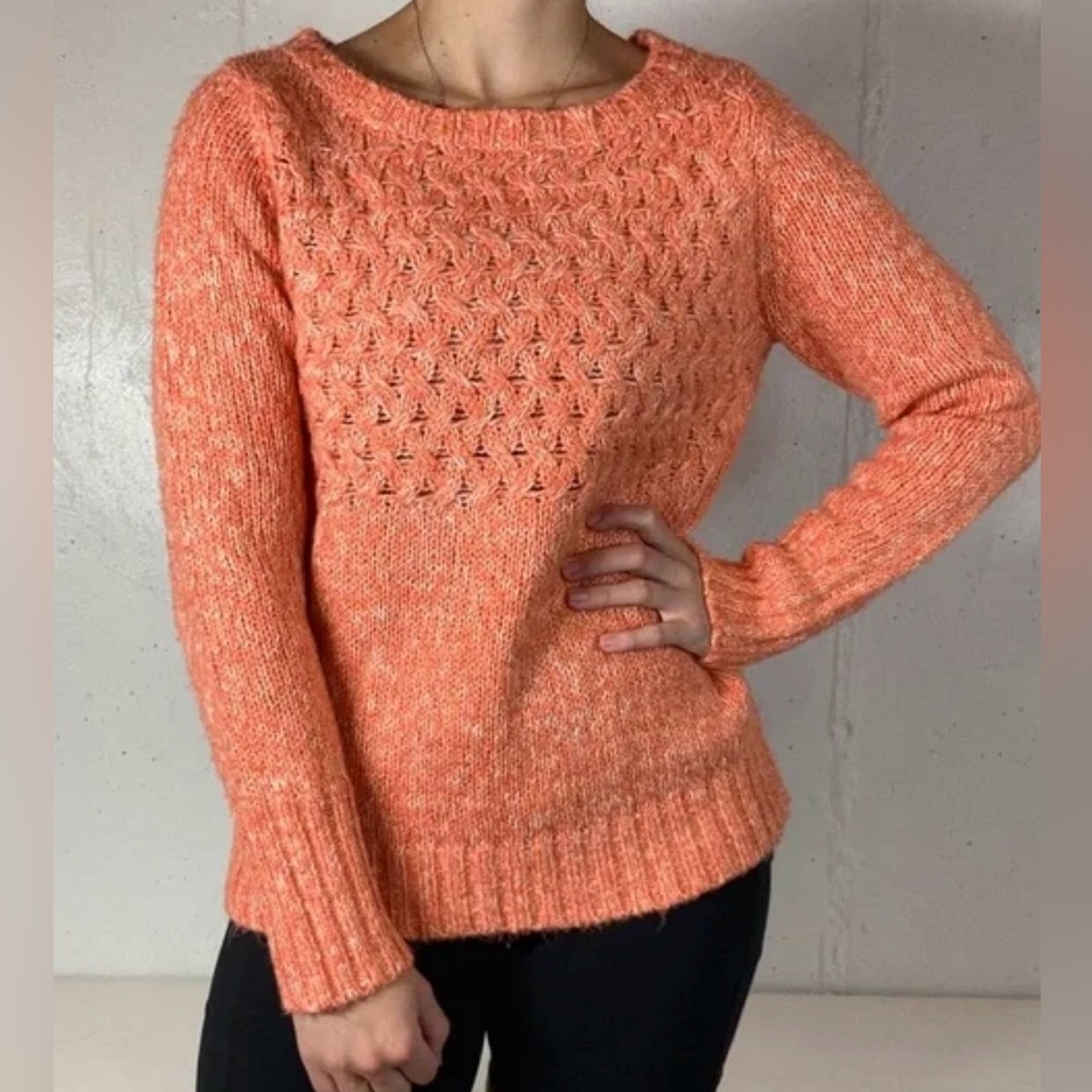 NWT St John’s Bay Classic Crafted Knitwear Crew Neck Peach Chunky Sweat…
